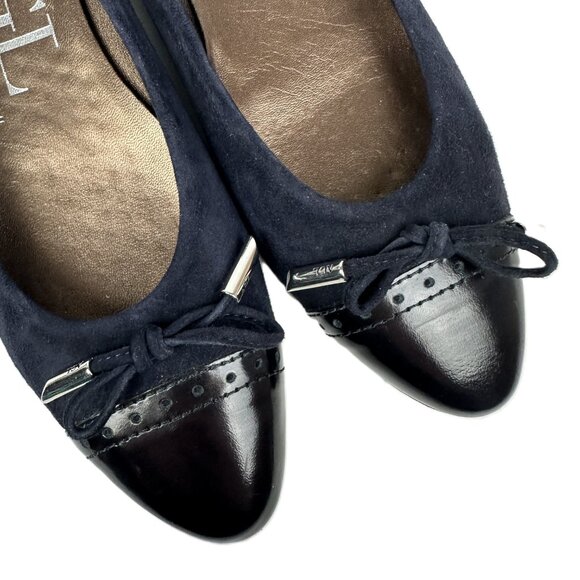 AGL Attilio Giusti Leombruni Dara Cap Toe Ballet Flats Navy Suede Patent 6.5 - Picture 6 of 9